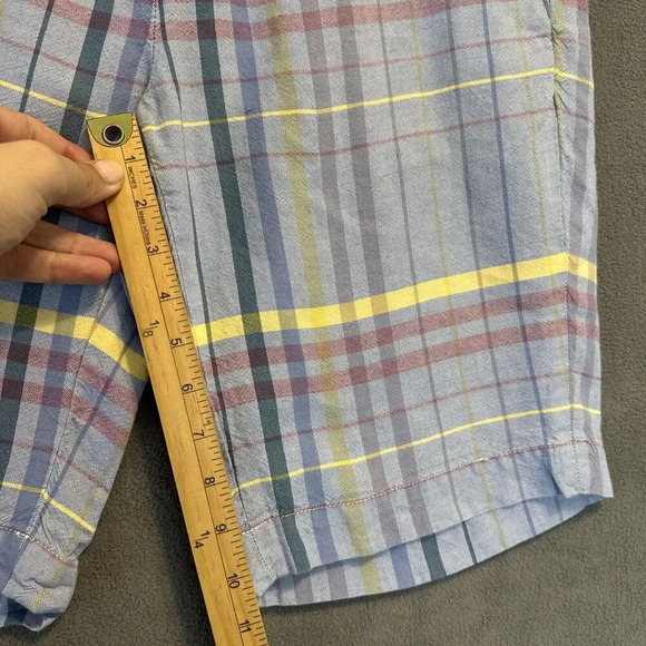 Brooks Brothers Bermuda Shorts Baird McNutt Irish Linen Blend Size 33 Blue Plaid - Picture 7 of 8
